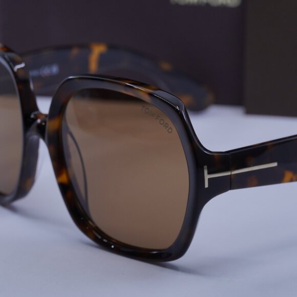 Tom Ford FT1221 52E Saffron Square Sunglasses - Dark Havana\Brown - Picture 9 of 10